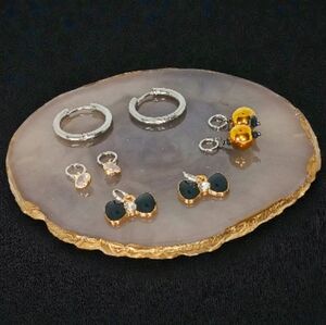 Silver Hoops Multiple Charms Mixed Metals Preppy New Age Grunge Glam Luxe Bling